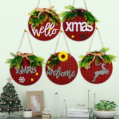 Wholesale New Plaid Cloth Wooden Doorplate Christmas Decoration Nihaojewelry