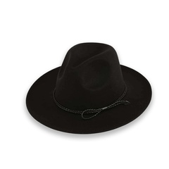Black Hat Men's Korean-Style Fashion Twist Belt Top Hat Wide Brim Sunshade Sun-Shade All-Match Japanese Fedora Hat Women