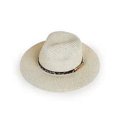Korean Style Trendy Leopard Print Belt Fedora Hat Men's New Sun-Proof Summer Versatile Japanese Style Sun-Proof Straw Hat Women's Manufacturer