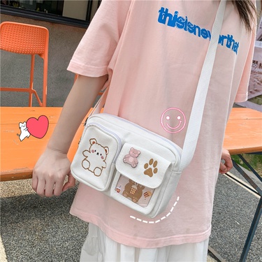 fashion canvas embroidery bear messenger bag—3