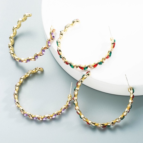 wholesale fashion alloy diamond-studded big circle earrings Nihaojewelry's discount tags