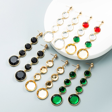 wholesale fashion new glass diamond long tassel earrings Nihaojewelry's discount tags