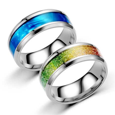 Großhandel Mode Titanstahl Mikro-Intarsien tropfendes Öl Paar Ring Nihaojewelry's discount tags