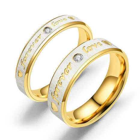 Großhandel Mode Edelstahl Diamant Brief Paar Ringe Nihaojewelry's discount tags
