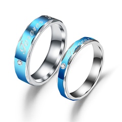 Großhandel Edelstahl blauer Diamant Paar Ring Nihaojewelry