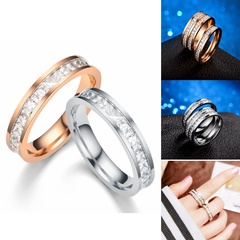 wholesale diamond inlaid titanium steel zircon ring Nihaojewelry