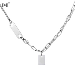 wholesale stitching square pendant titanium steel necklace Nihaojewelry
