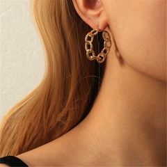 new geometric chain small ear hoop copper earrings wholesale Nihaojewelry