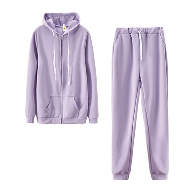 solid color hooded sweater pants sports suit—2