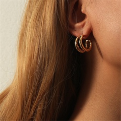 vente en gros bijoux boucles d'oreilles en cuivre en forme de C double couche nihaojewelry