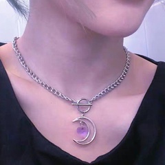 Vente en gros bijoux lune collier pendentif diamant violet nihaojewelry