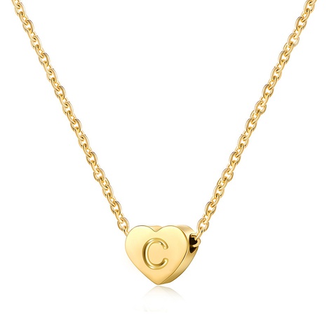 Nihaojewelry estilo coreano letras de corazón 26 letras colgante collar de acero inoxidable joyería al por mayor's discount tags