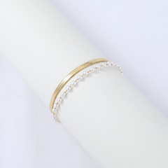 Nihaojewelry stainless steel snake bone pearl chain double-layer bracelet Wholesale jewelry
