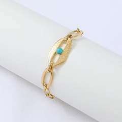 Nihaojewelry simple stainless steel chain turquoise stitching bracelet Wholesale jewelry
