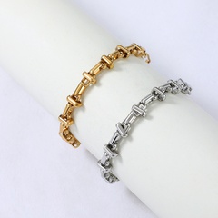 Nihaojewelry hip-hop style stitching chain stainless steel bracelet Wholesale jewelry