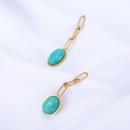 Nihaojewelry jewelry wholesale stainless steel turquoise oval long pendant earringspicture9