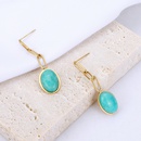 Nihaojewelry jewelry wholesale stainless steel turquoise oval long pendant earringspicture10