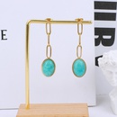 Nihaojewelry jewelry wholesale stainless steel turquoise oval long pendant earringspicture11