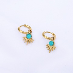 Nihaojewelry jewelry wholesale new stainless steel small turquoise pendant earrings