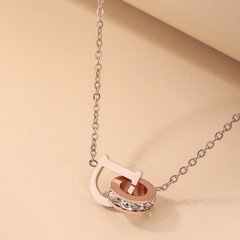 wholesale jewelry fashion letter D circle pendant titanium steel necklace nihaojewelry