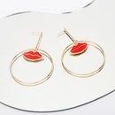 Nihaojewelry mode gomtrique grand cercle boucles d39oreilles  lvres rouges bijoux en grospicture9