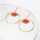 Nihaojewelry mode gomtrique grand cercle boucles d39oreilles  lvres rouges bijoux en grospicture10