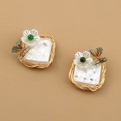 Nihaojewelry jewelry wholesale hand-wrapped Baroque imitation pearl stud earrings