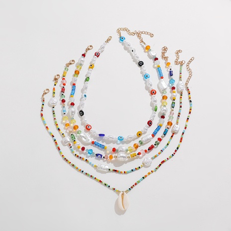 Nihaojewelry Einfache Multicolor Flower Eye Anhänger Farbe Perlen Perlenkette Großhandel Schmuck's discount tags