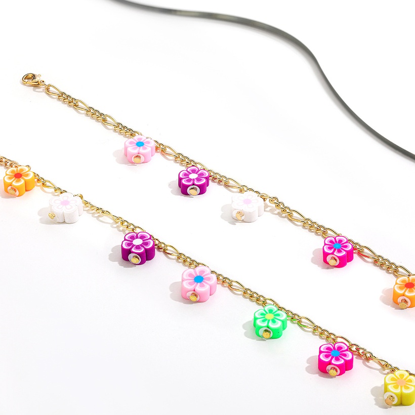 Bijoux Fantaisie Colliers | Nihaojewelry Style Punk Pendentif Fleur Multicolore Collier Chane Paisse Bijoux En Gros - XH14163