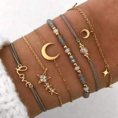 Nihaojewelry bohemian style letters beaded stars and moon bracelet 6-piece set Wholesale jewelry