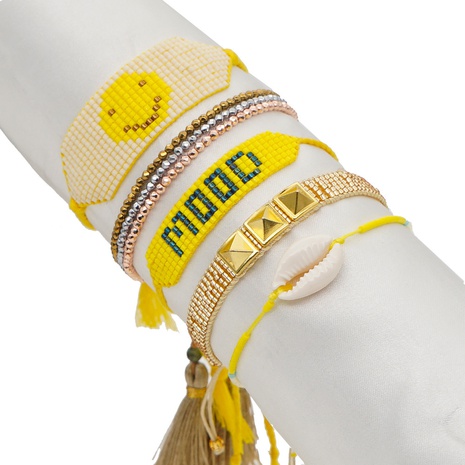 Nihaojewelry fashion shell tassel rivet Miyuki bead woven multi-layered bracelet Wholesale jewelry's discount tags