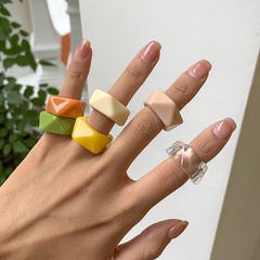 wholesale jewelry geometric diamond candy color acrylic ring Nihaojewelry
