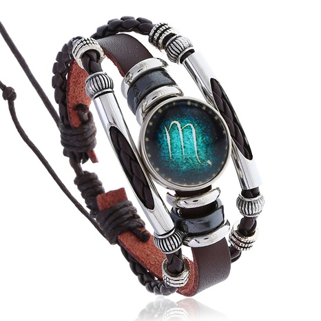 Nihaojewelry retro luminous constellation cowhide bracelet Wholesale jewelry's discount tags