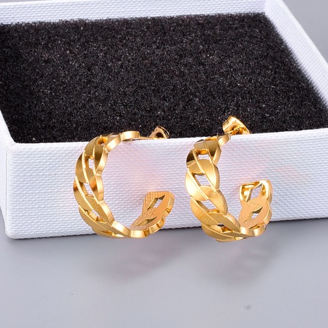 Nihaojewelry Jewelry Wholesale Chain Hollow Golden Titanium Steel Earring's discount tags