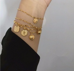 Nihaojewelry Simple Gold-plated 18k Gold Heart Pendant Bracelet Wholesale jewelry