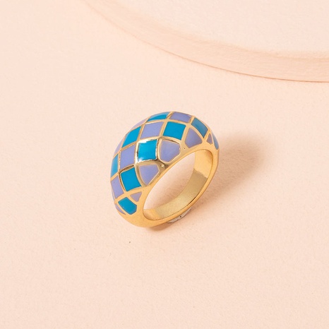 Vente en gros bijoux bague à carreaux aux couleurs contrastées Nihaojewelry's discount tags