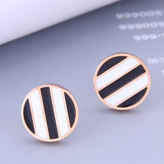 wholesale jewelry simple geometric stripes round titanium steel earrings Nihaojewelry