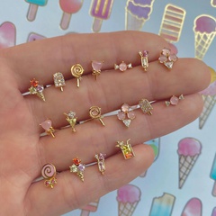 Wholesale summer lollipop ice cream earrings 18K gold color-preserving earrings nihaojewelry