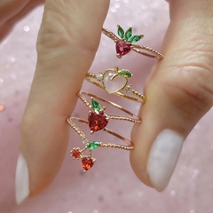 Wholesale jewelry color zirconium cherry peach tropical fruit rings