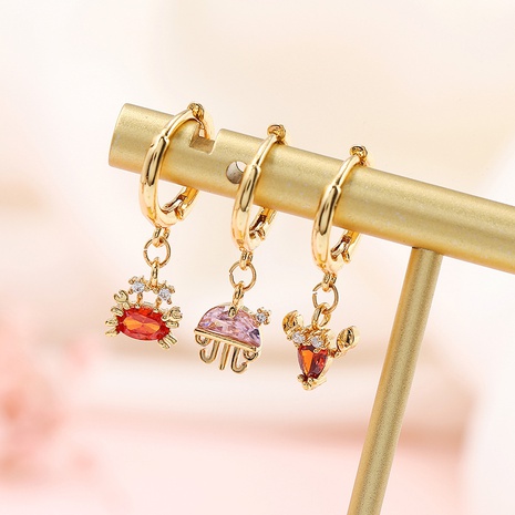 Wholesale Beach Style Girl Cute Earring 18K Gold Jewelry Seabed Animal Earring Single's discount tags
