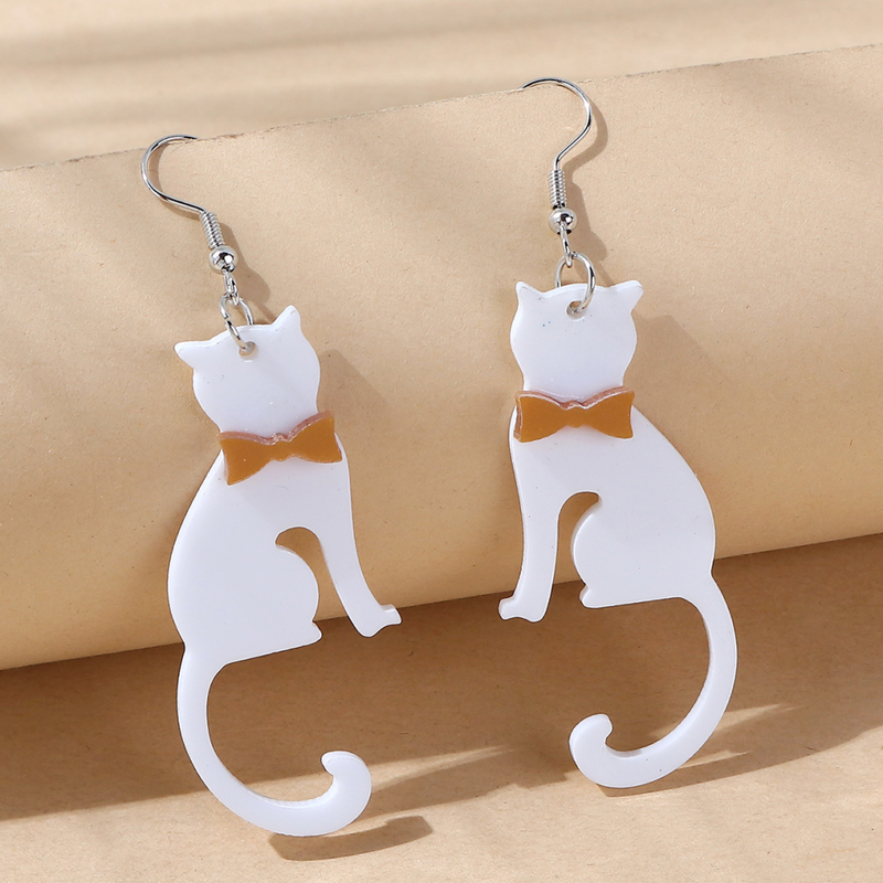 Nihaojewelry bijoux en gros boucles d39oreilles chat blanc cratif acrylique simple