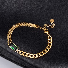 Nihaojewelry titanium steel 18k gold green zircon braceletWholesale Jewelry Accessories