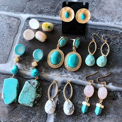 nihaojewelry fashion turquoise crystal stone beads drop earrings wholesale jewelry