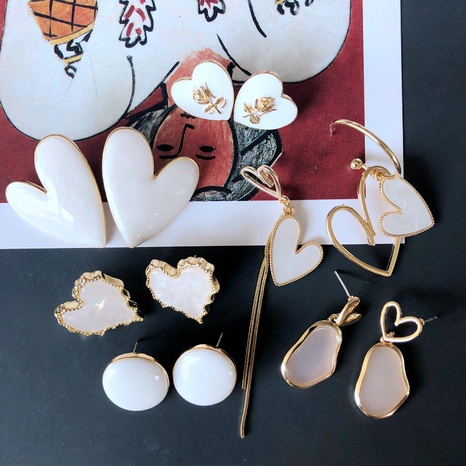 Nihaojewelry jewelry wholesale heart drip glaze enamel shell stud earrings's discount tags