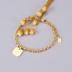 Nihaojewelry Korean Round Bead Heart Lock Tag Bracelet Wholesale Jewelry