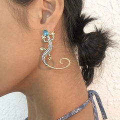 nihaojewelry retro gecko shape inlaid diamond earrings wholesale jewelry