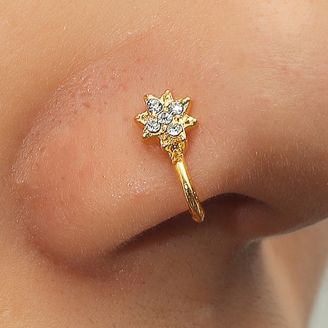 Nihaojewelry zircon metal u-shaped heart leaf nose nail Wholesale Jewelry's discount tags