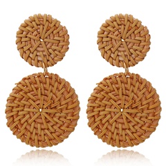 Vente en gros bijoux boucles d'oreilles circulaires géométriques en rotin Nihaojewelry