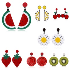 Nihaojewelry jewelry wholesale simple fruit watermelon strawberry lemon cherry earrings