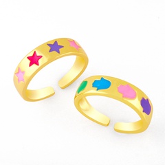 nihaojewelry simple star dripping oil copper open ring wholesale jewelry